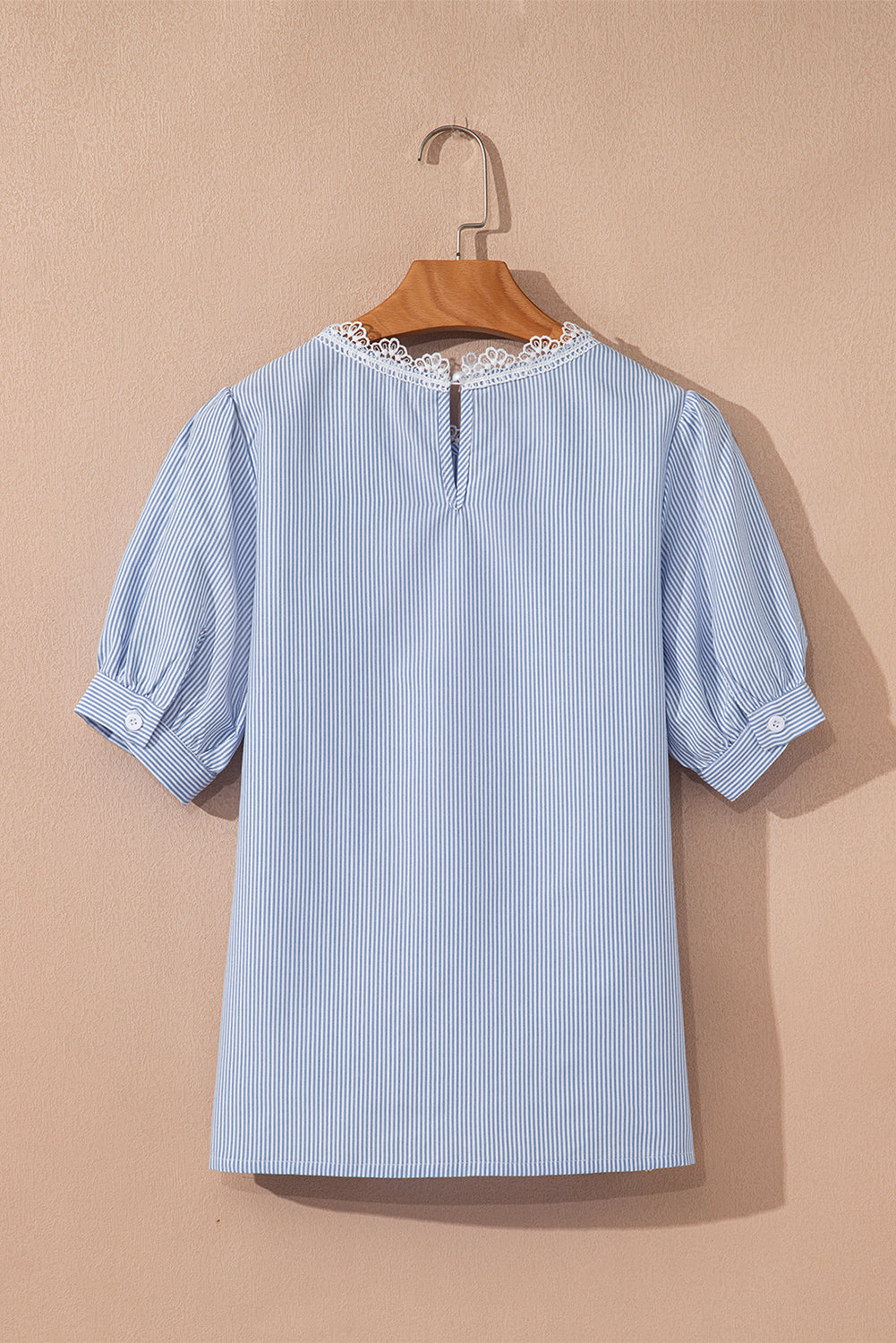 Blue Stripe Floral Lace Blouse RTS