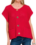 Button Sweater Vest Zenana RTS