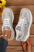 White Mix Texture Leopard Sneakers RTS